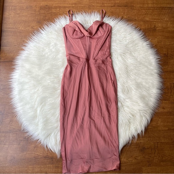 House of CB Myrna Dusty Rose Midi Dress - Picture 1 of 10